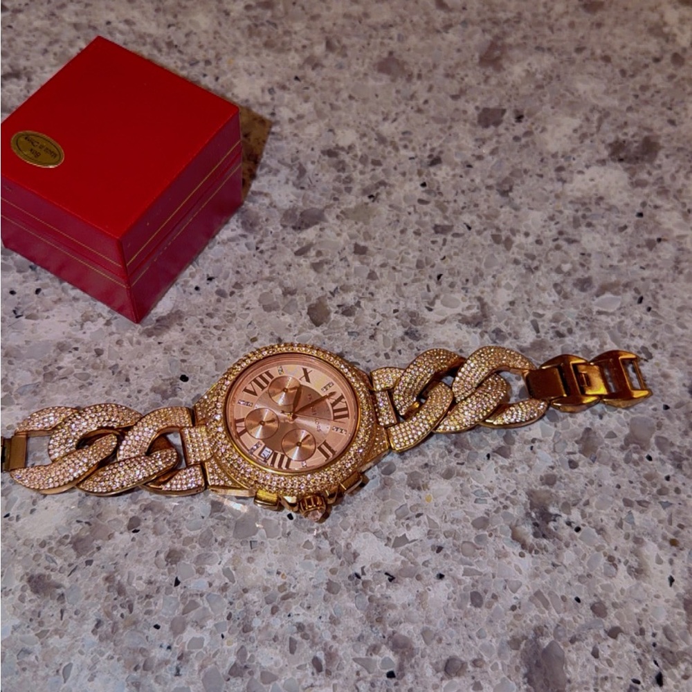 Michael Kors Women's Rose Gold Pavé Link Watch - Picture 2 of 5